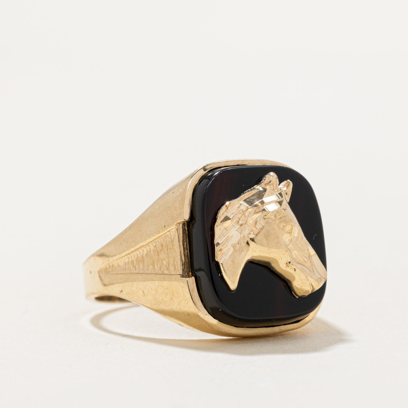 Onyx Horse Portrait Ring | 5.00ct | SZ 10.5 |