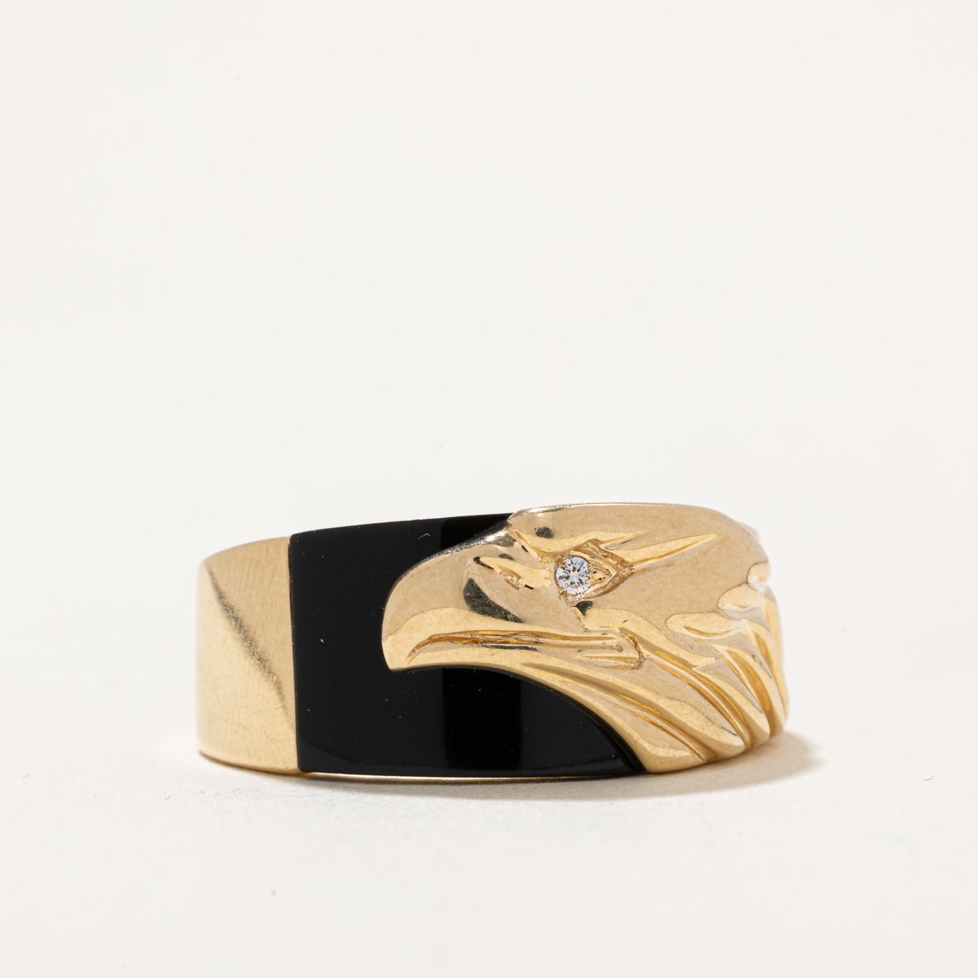 Bague Aigle en Onyx et Diamants | 1,50 ct, 0,01 ct | Taille 12 |