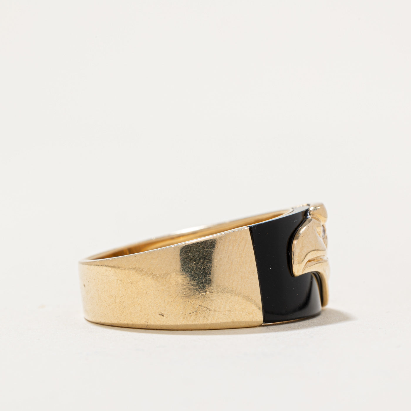 Bague Aigle en Onyx et Diamants | 1,50 ct, 0,01 ct | Taille 12 |