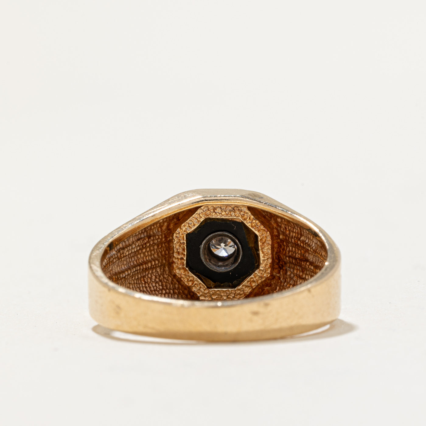 Octagonal Onyx & Diamond Ring | 0.70ct, 0.06ct | SZ 7.5 |