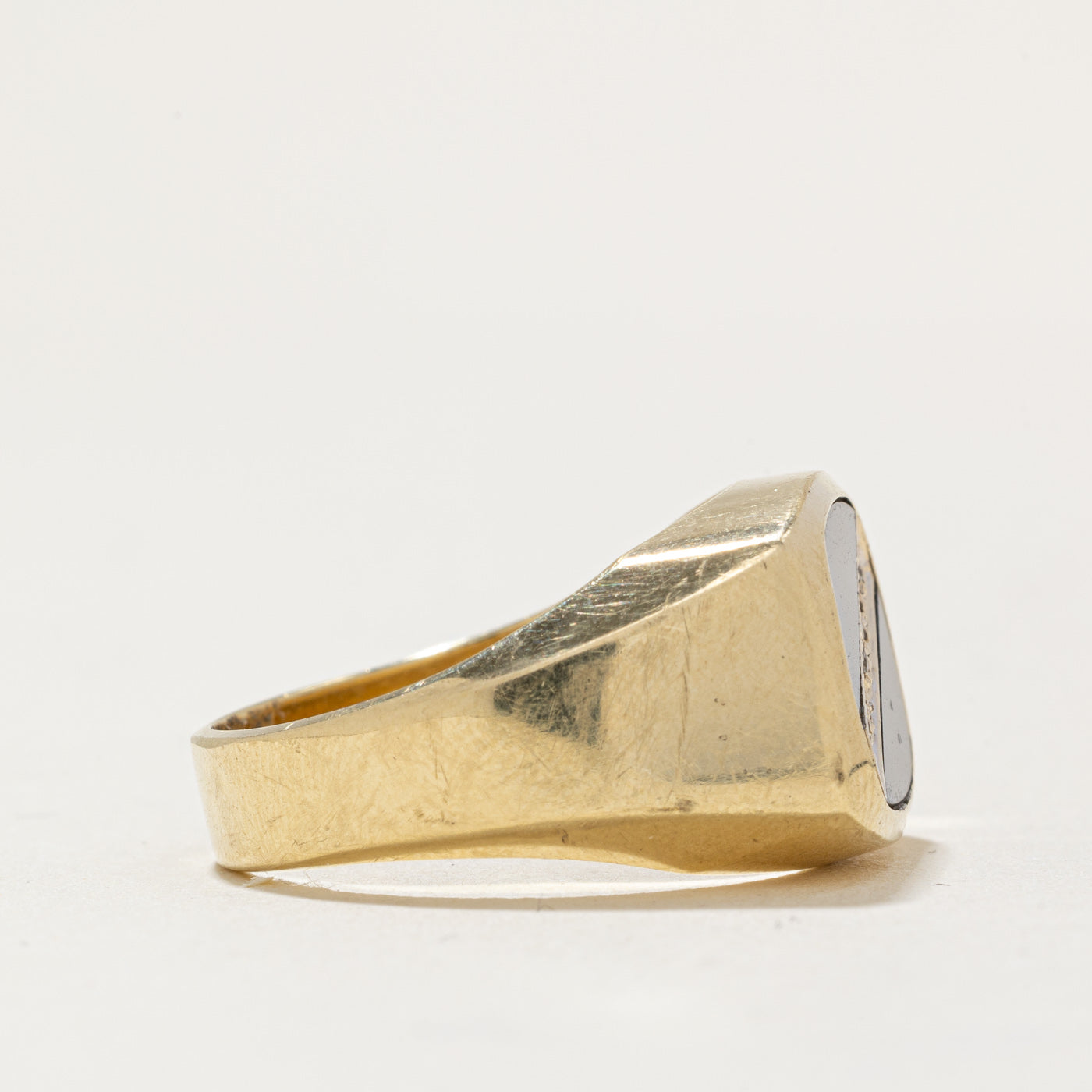 Onyx & Diamond Signet Ring | 1.20ct, 0.07ctw | SZ 9 |