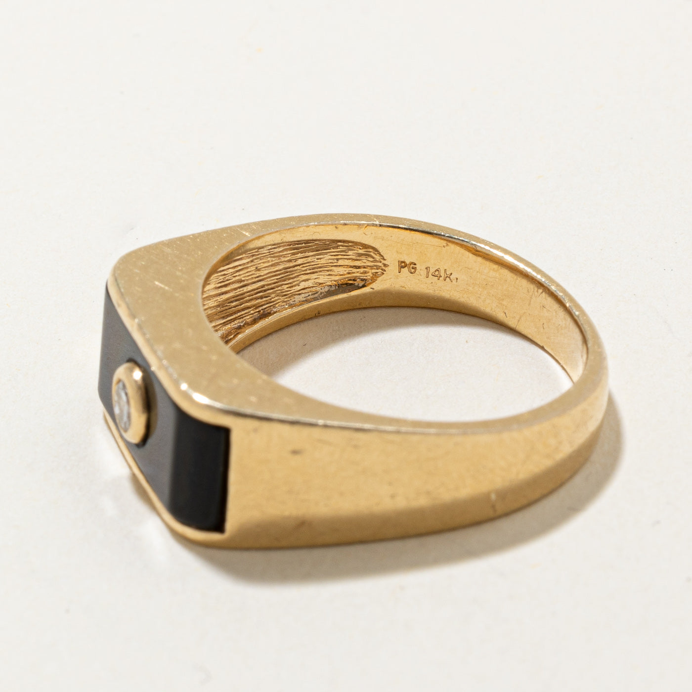 Onyx & Diamond Ring | 1.30ct, 0.07ct | SZ 9.75 |