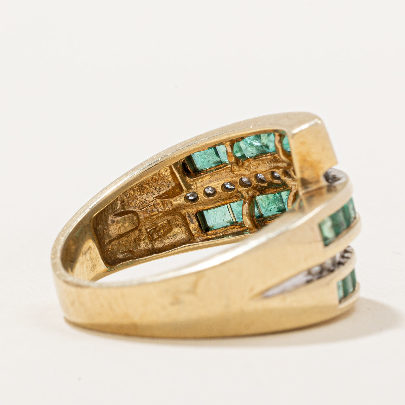 Emerald & Diamond Waterfall Ring | 0.72ctw, 0.09ctw | SZ 6.75 |