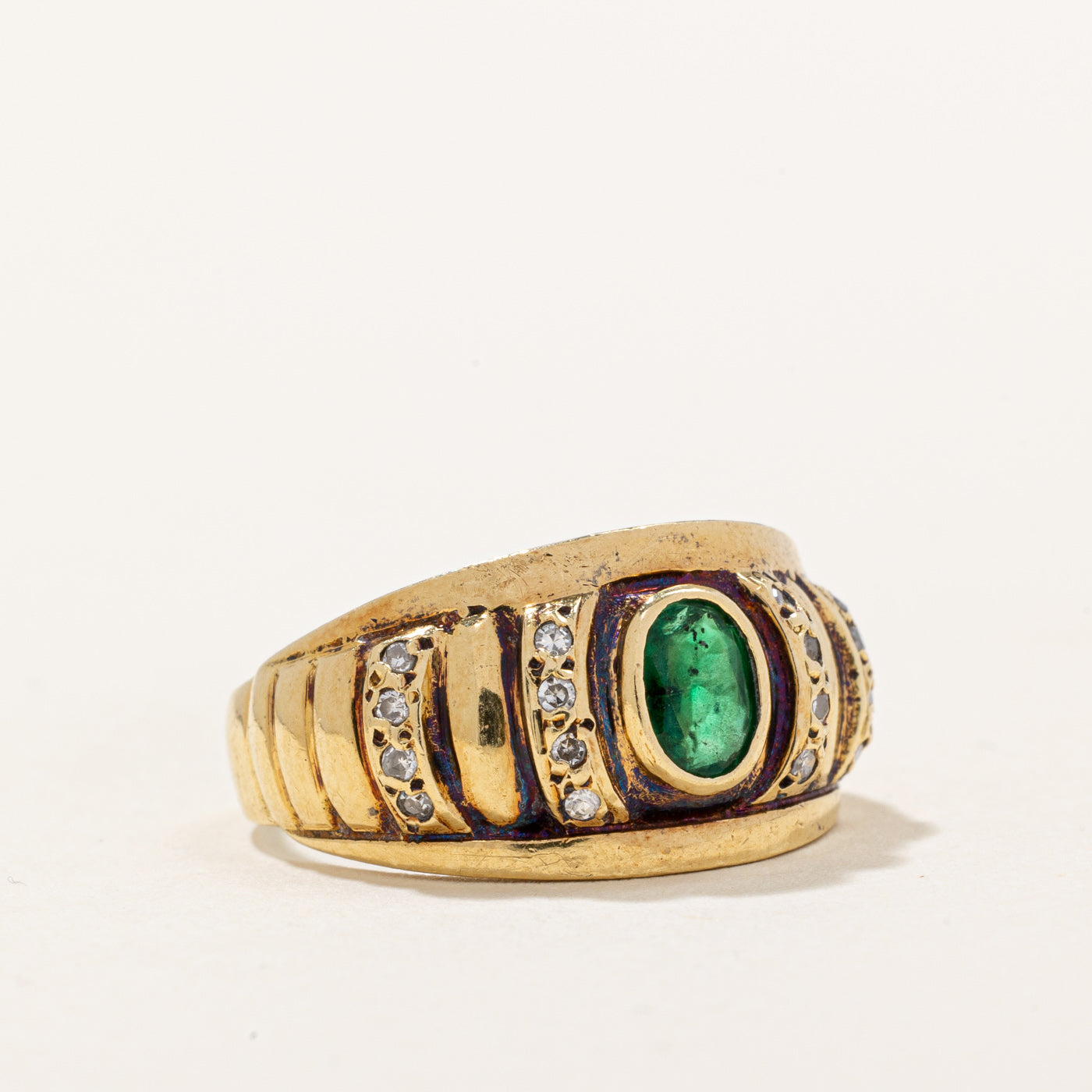 Emerald & Diamond Ring | 0.16ct, 0.05ctw | SZ 6.5 |