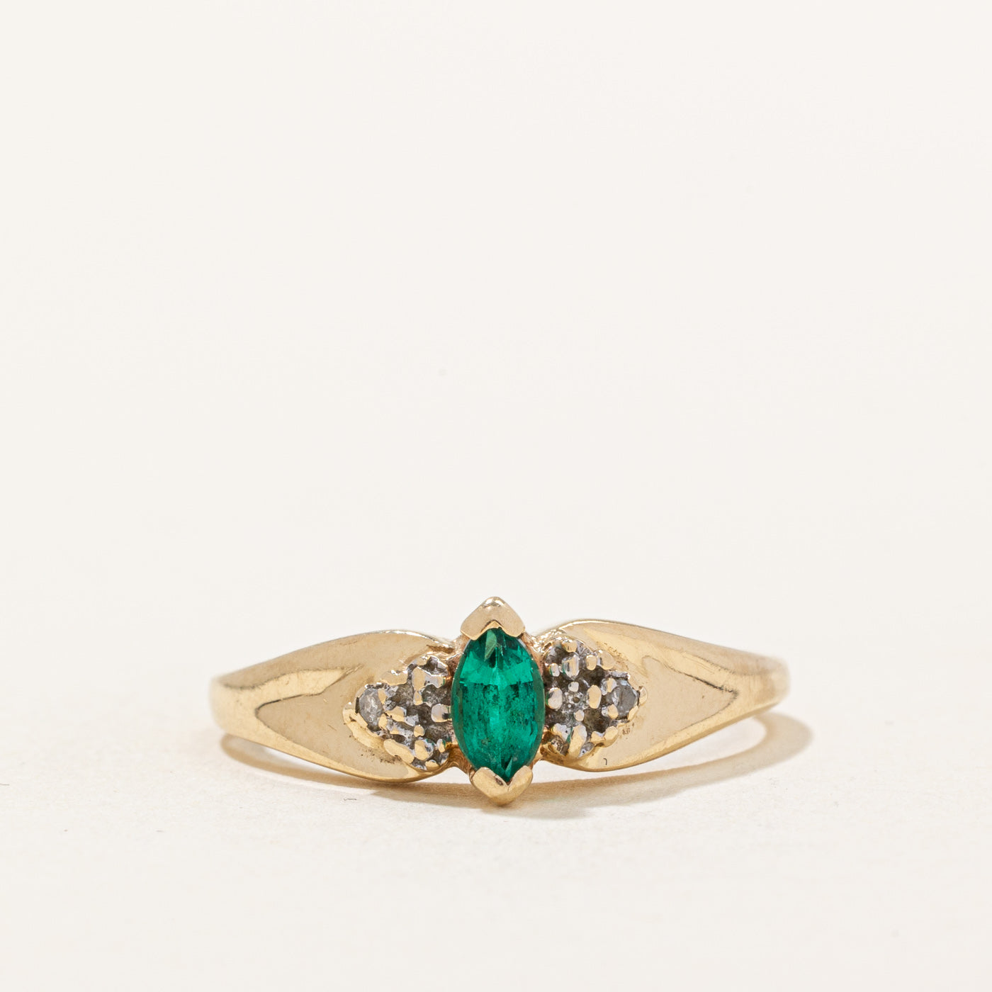 Synthetic Emerald & Natural Diamond Ring | 0.15ct, 0.01ctw | SZ 6.25 |