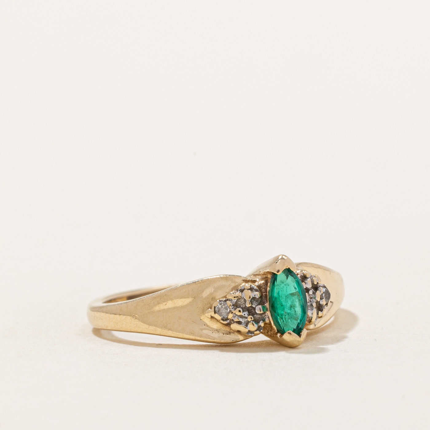 Synthetic Emerald & Natural Diamond Ring | 0.15ct, 0.01ctw | SZ 6.25 |