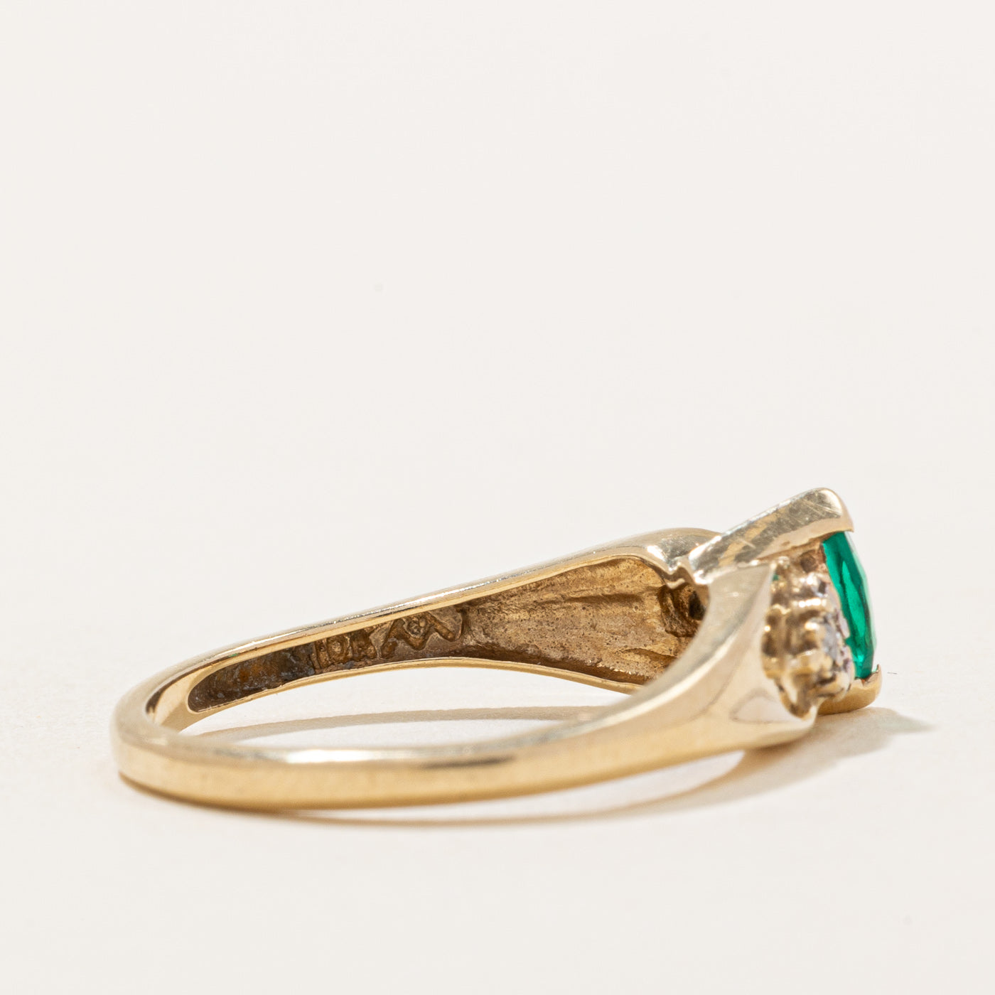Synthetic Emerald & Natural Diamond Ring | 0.15ct, 0.01ctw | SZ 6.25 |
