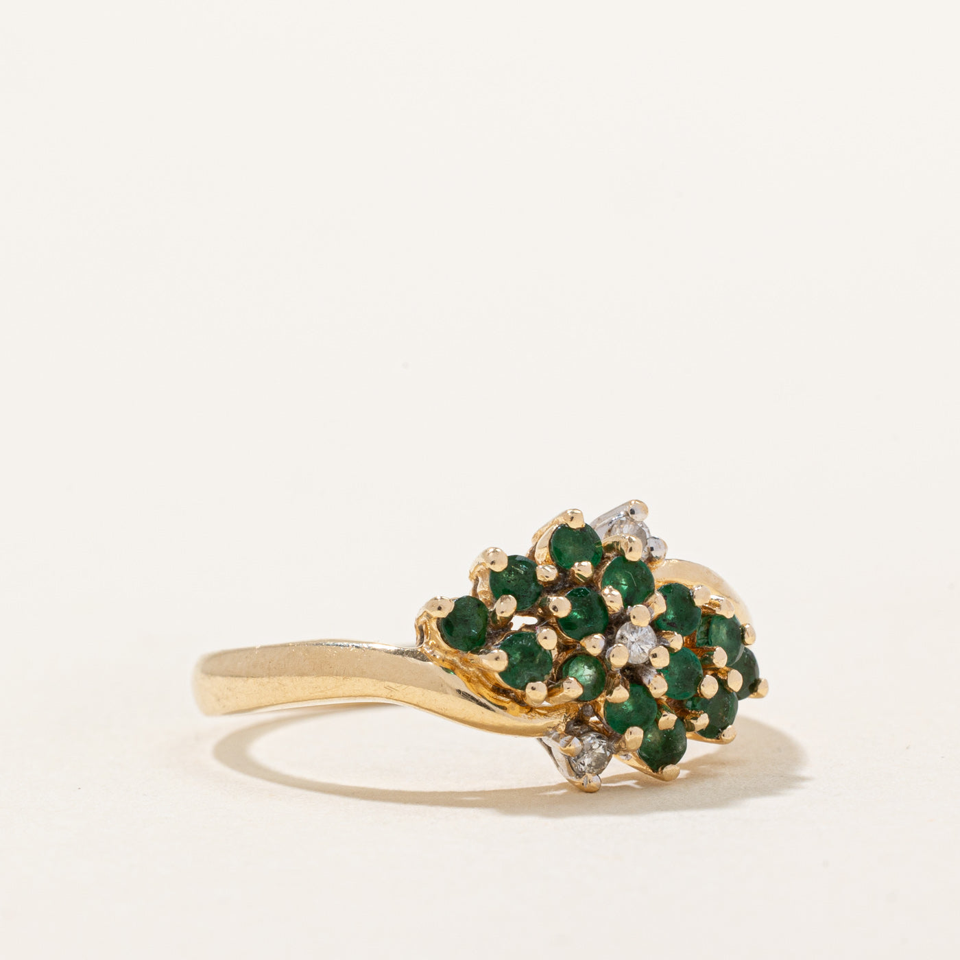 Emerald & Diamond Cluster Ring | 0.15ctw, 0.06ctw | SZ 6.75 |
