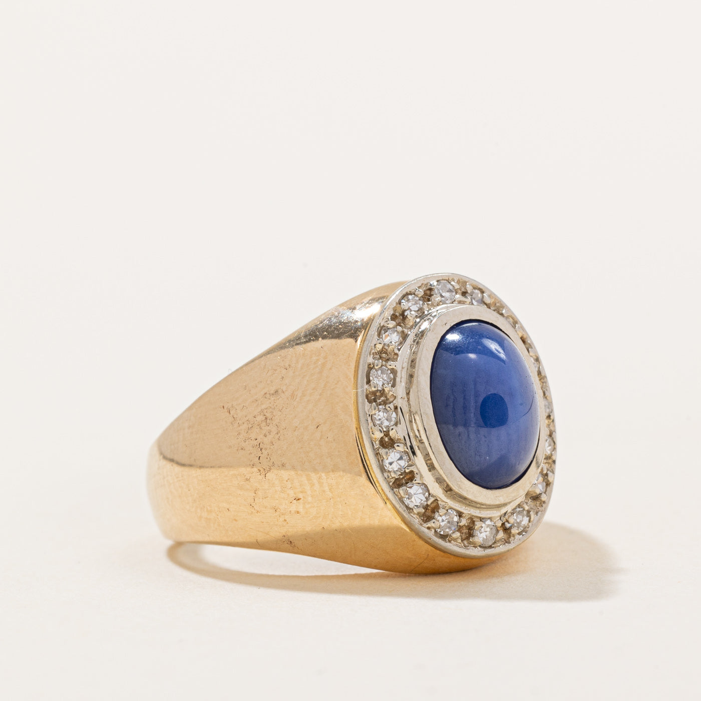 Synthetic Star Sapphire & Diamond Halo Ring | 2.00ct, 0.08ctw | SZ 4.75 |