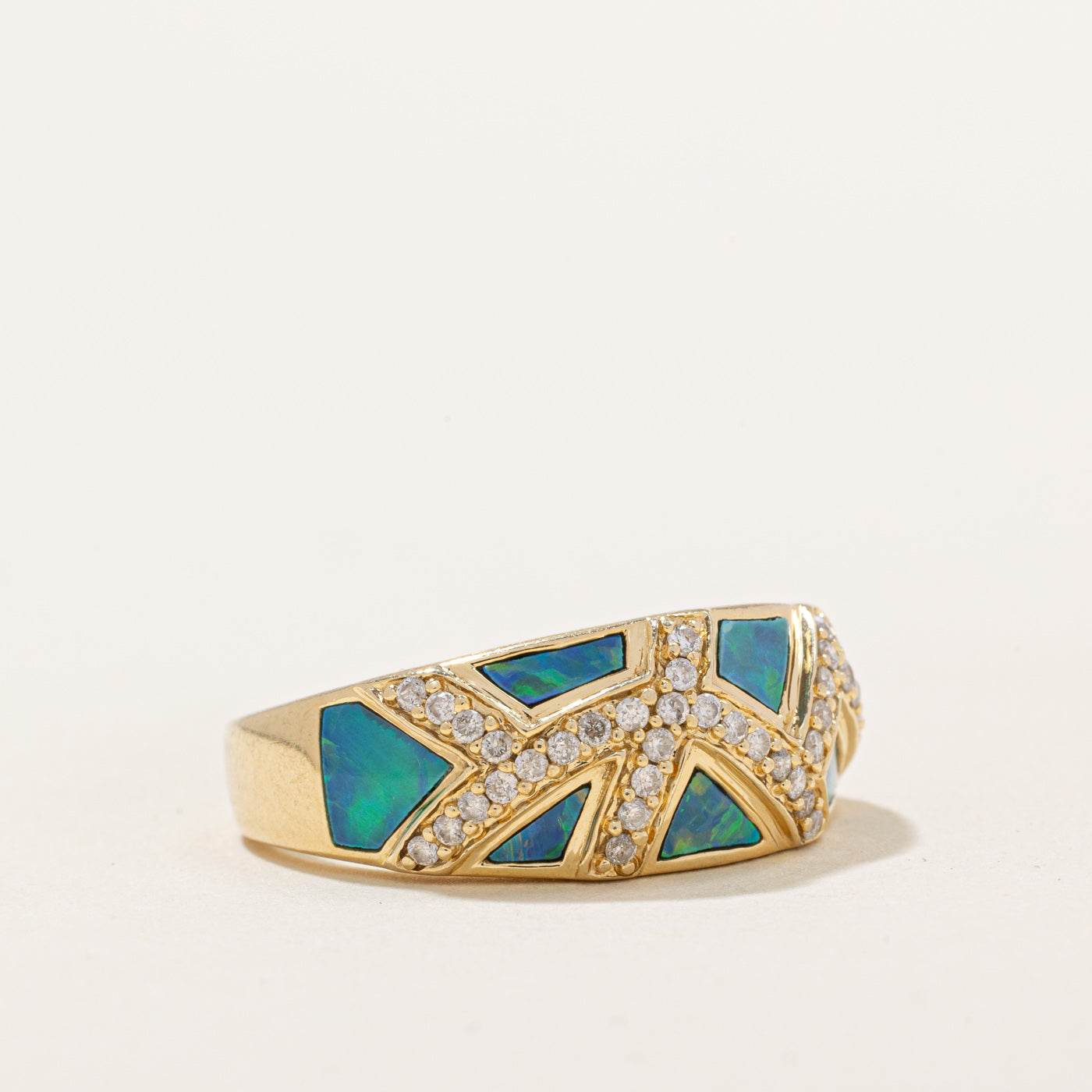 Opal Slab & Diamond Ring | 0.40ctw, 0.17ctw | SZ 7 |