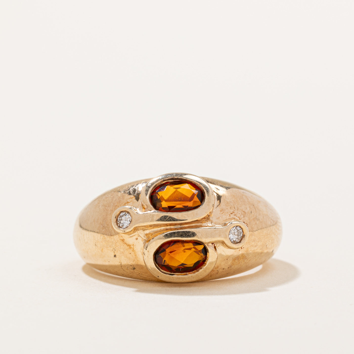 Mandarin Citrine & Diamond Cocktail Ring | 0.76ctw, 0.05ctw | SZ 8 |