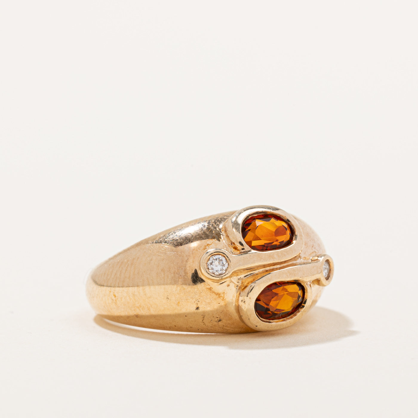 Mandarin Citrine & Diamond Cocktail Ring | 0.76ctw, 0.05ctw | SZ 8 |