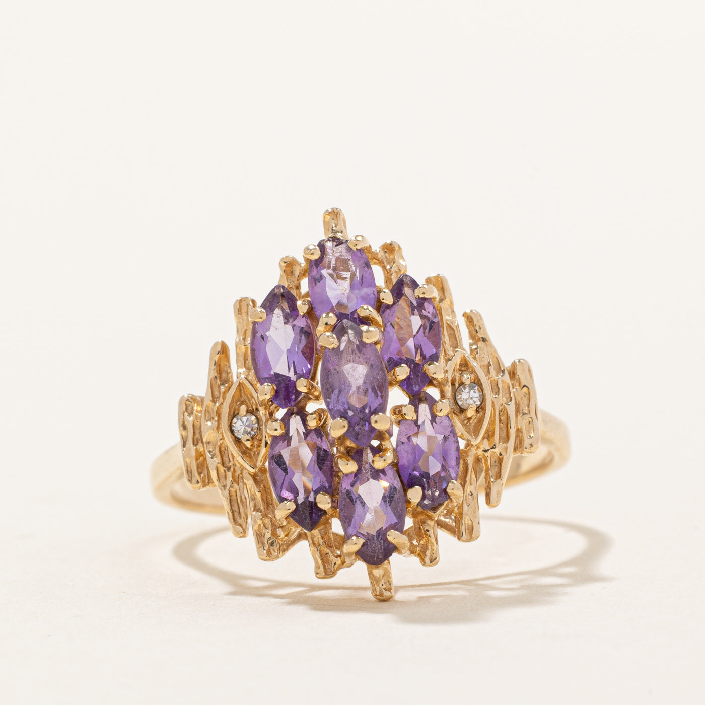 Amethyst & Diamond Cocktail Ring | 1.00ctw, 0.02ctw | SZ 8.75 |