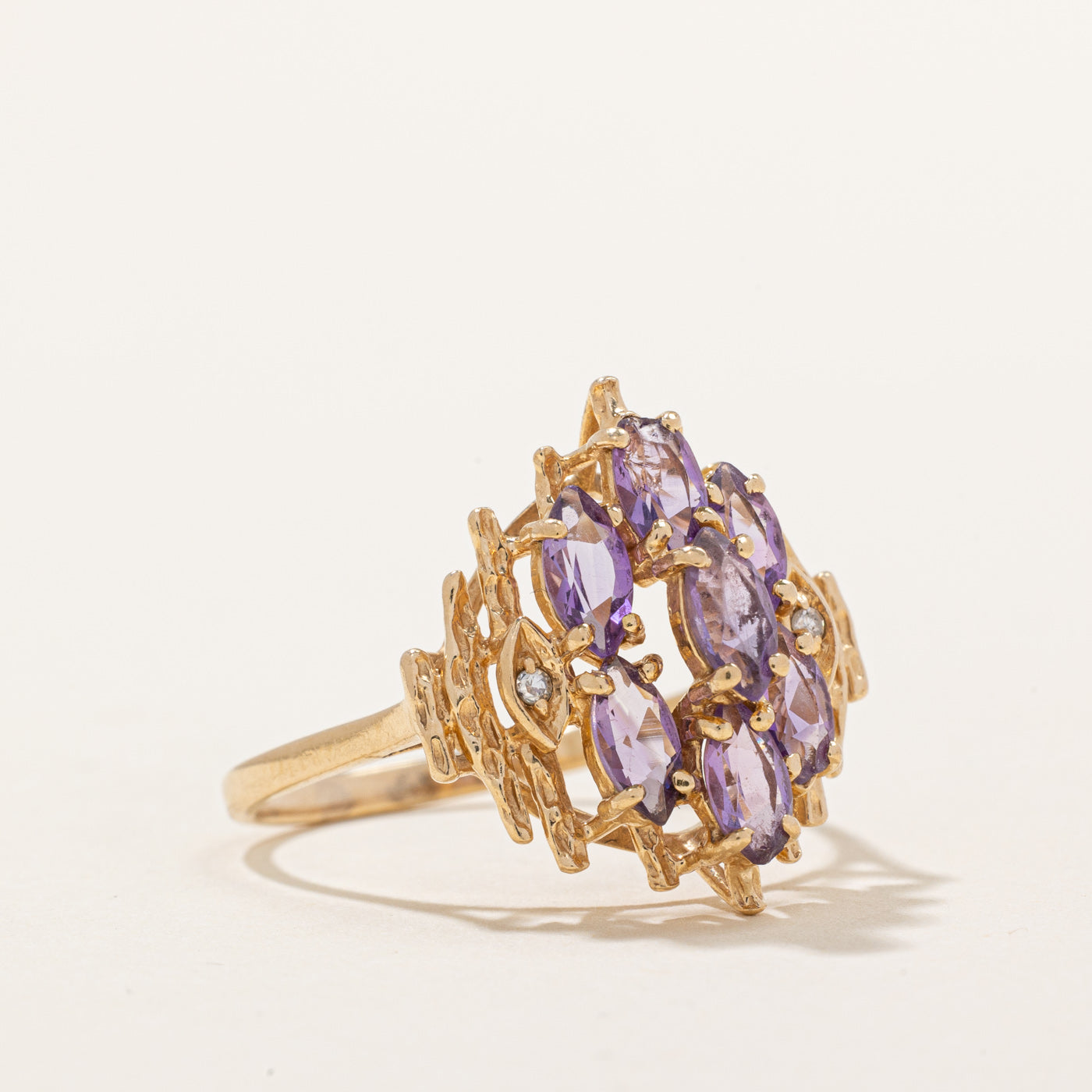 Amethyst & Diamond Cocktail Ring | 1.00ctw, 0.02ctw | SZ 8.75 |