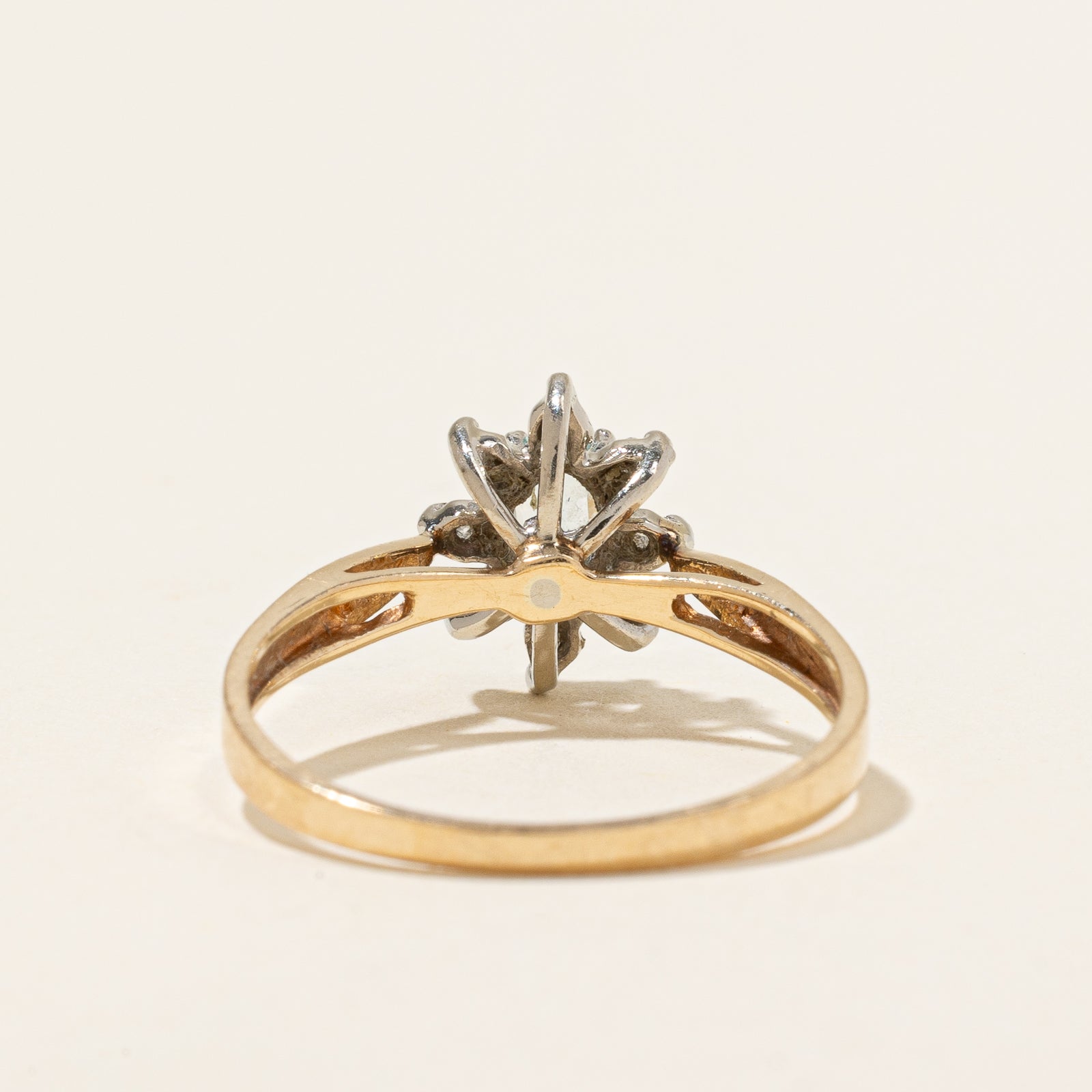 Blue Zircon & Diamond Flower Ring | 0.24ct, 0.07ctw | SZ 6.5 |