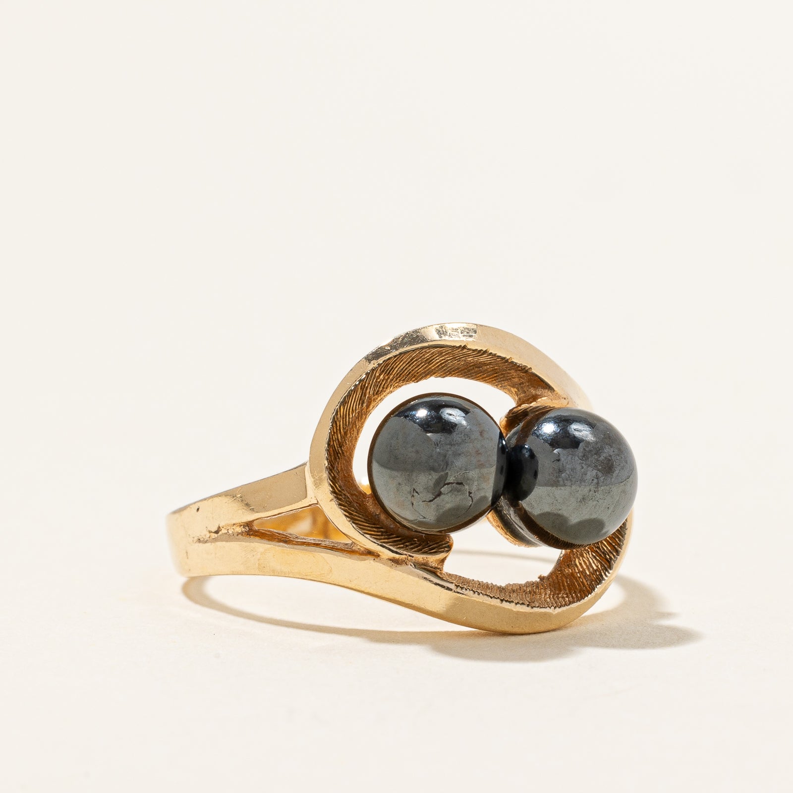 Hematite Double Sphere Ring | 5.00ctw | SZ 6.25 |