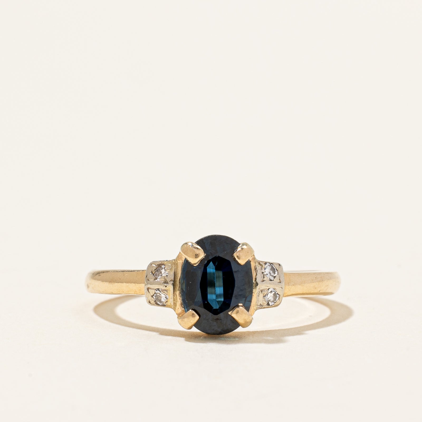 Blue Sapphire & Diamond Ring | 1.00ct, 0.04ctw | SZ 5.5 |