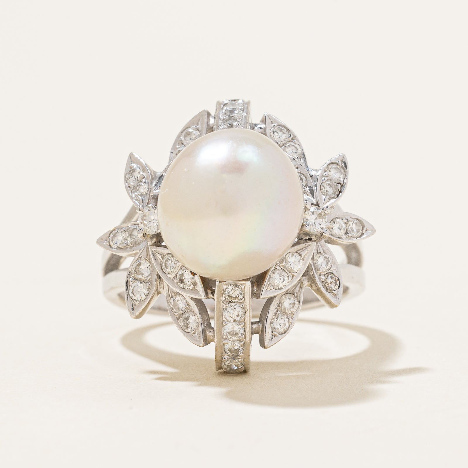 Cultured Pearl & Diamond Ring | 6.50ct, 0.46ctw | SZ 6.25 |