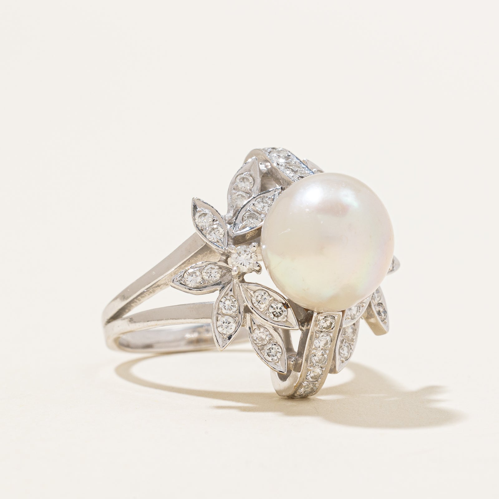 Cultured Pearl & Diamond Ring | 6.50ct, 0.46ctw | SZ 6.25 |