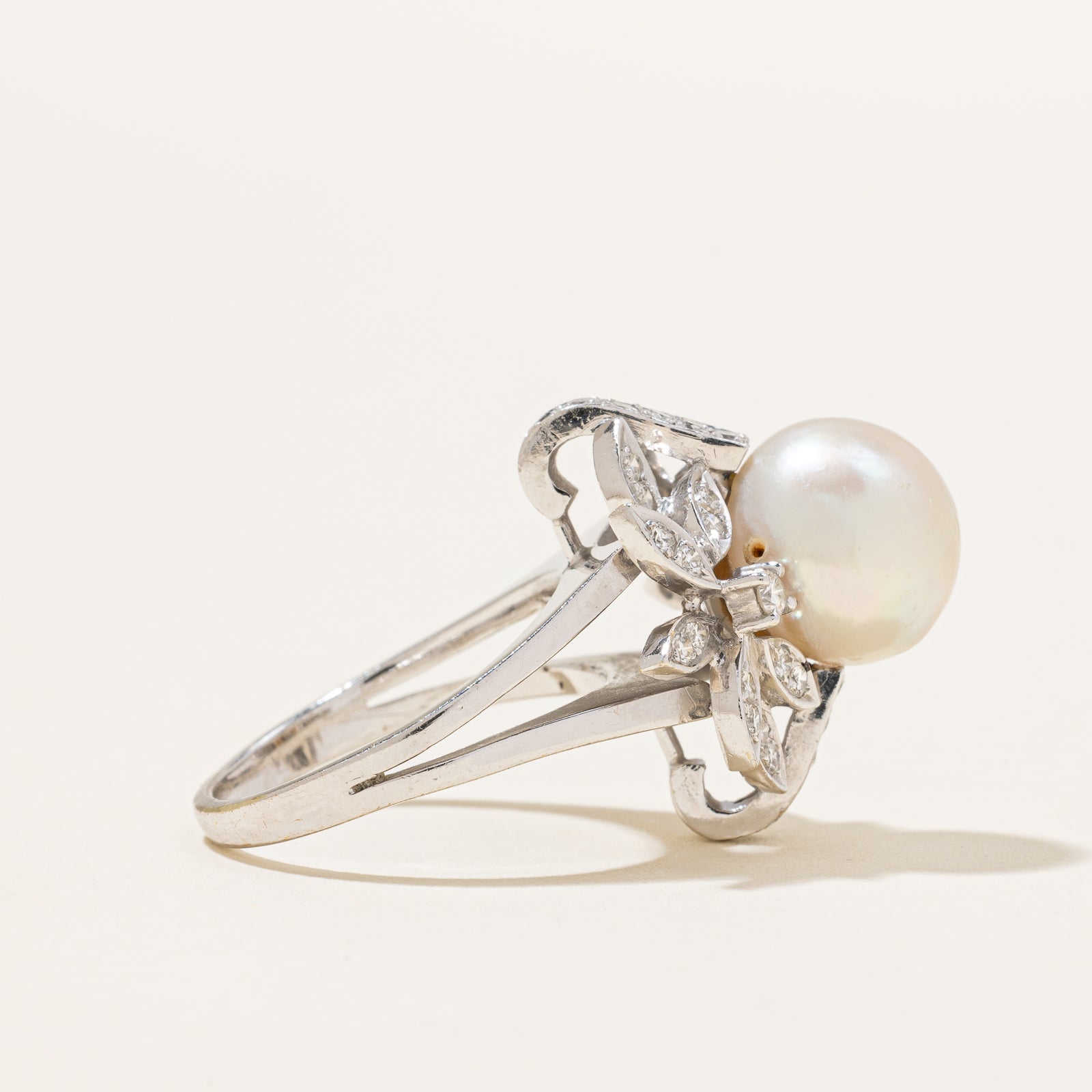 Cultured Pearl & Diamond Ring | 6.50ct, 0.46ctw | SZ 6.25 |