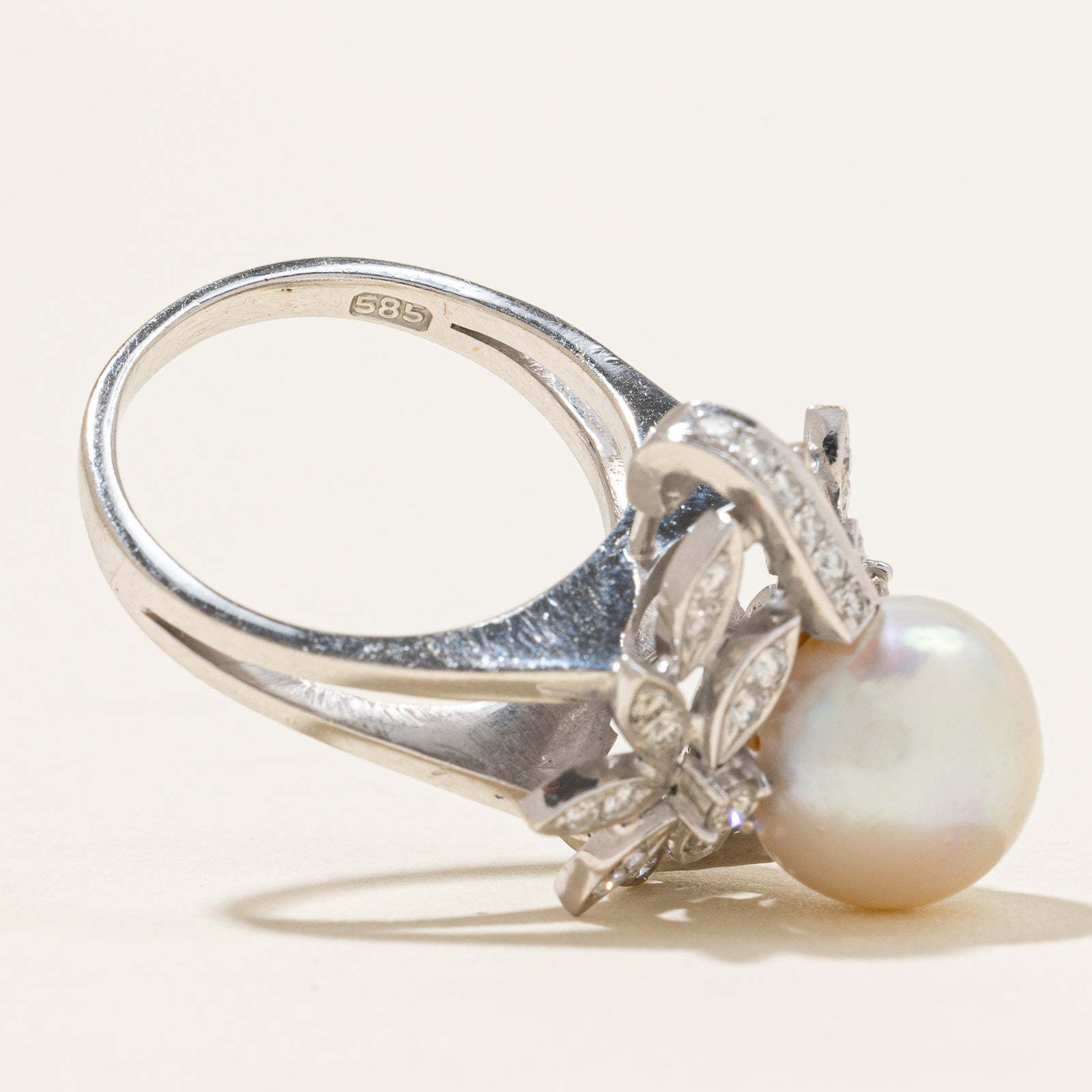 Cultured Pearl & Diamond Ring | 6.50ct, 0.46ctw | SZ 6.25 |