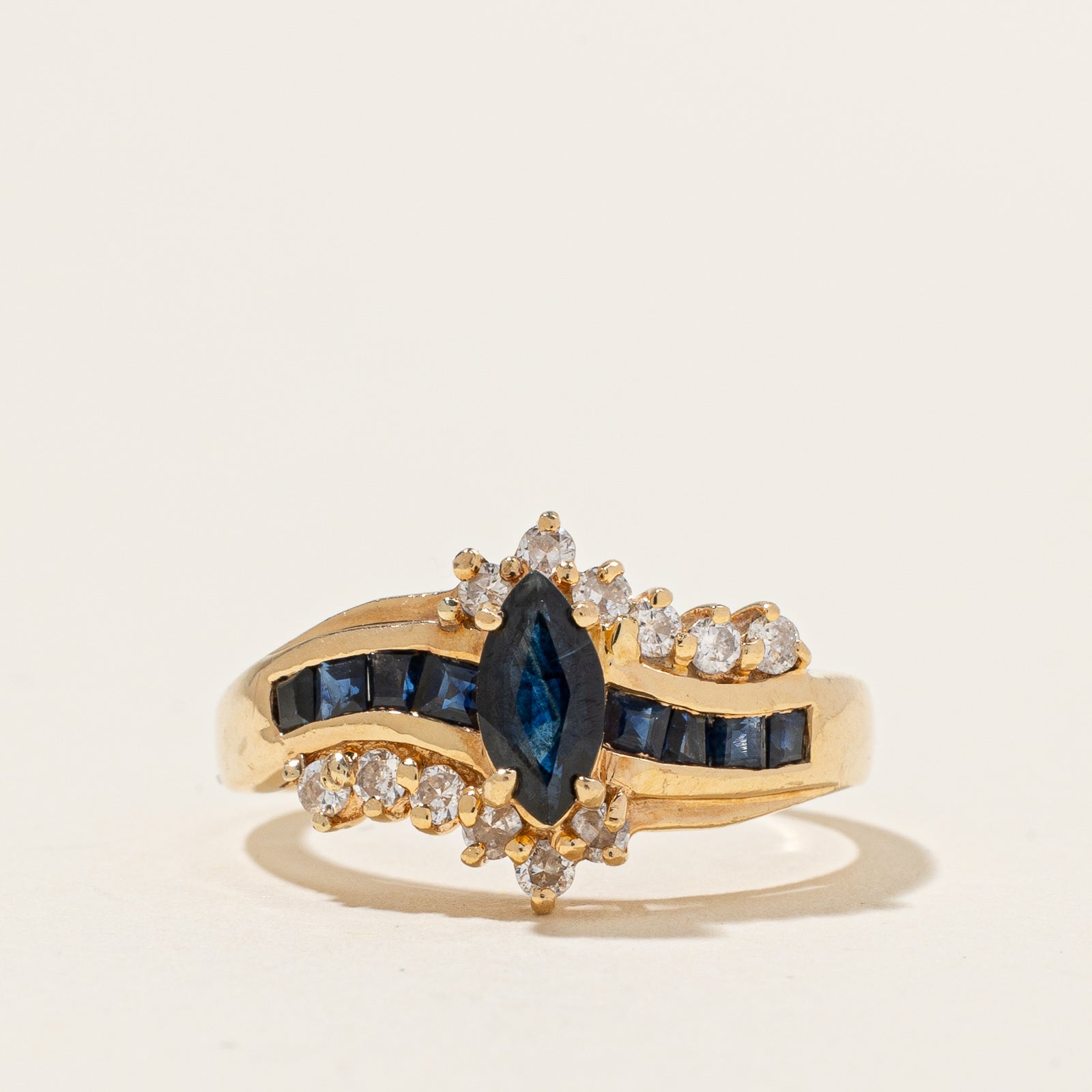 Blue Sapphire & Diamond Ring | 0.60ctw, 0.12ctw | SZ 6.25 |