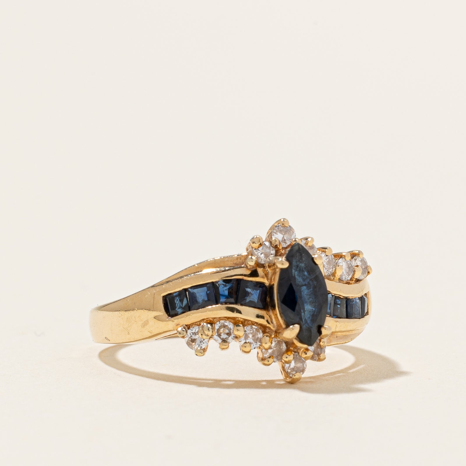 Blue Sapphire & Diamond Ring | 0.60ctw, 0.12ctw | SZ 6.25 |