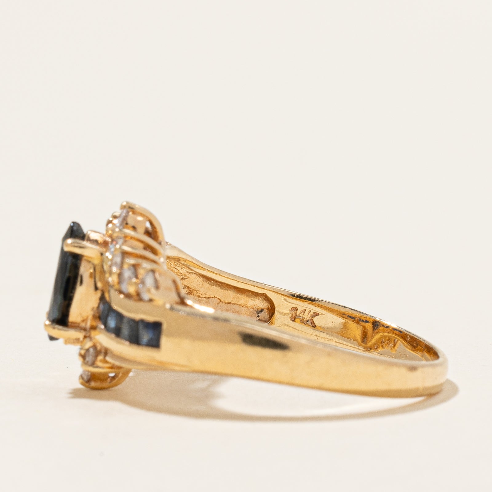 Blue Sapphire & Diamond Ring | 0.60ctw, 0.12ctw | SZ 6.25 |