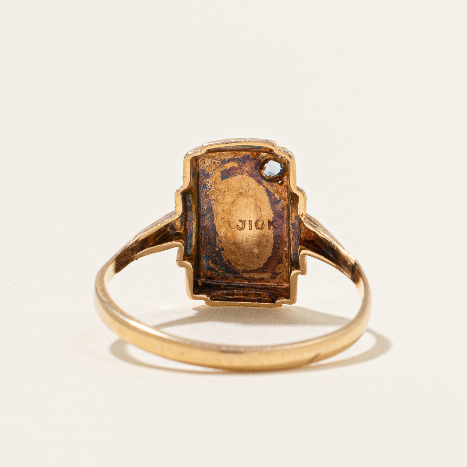 Bague chevalière en spinelle synthétique « LJ » | 0,02 ct | Taille 7 |