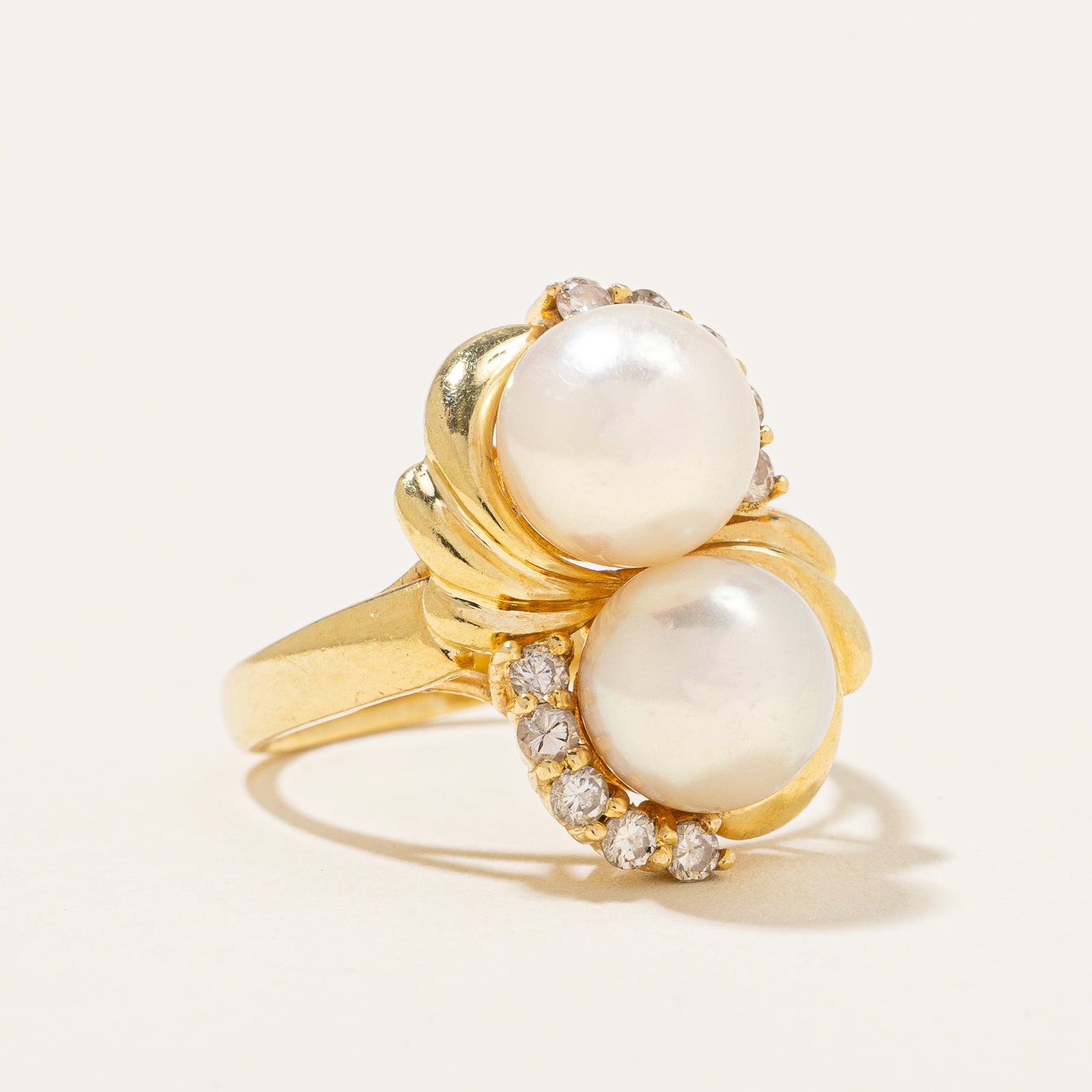 Cultured Pearl & Diamond Ring | 7.00ctw, 0.25ctw | SZ 7 |