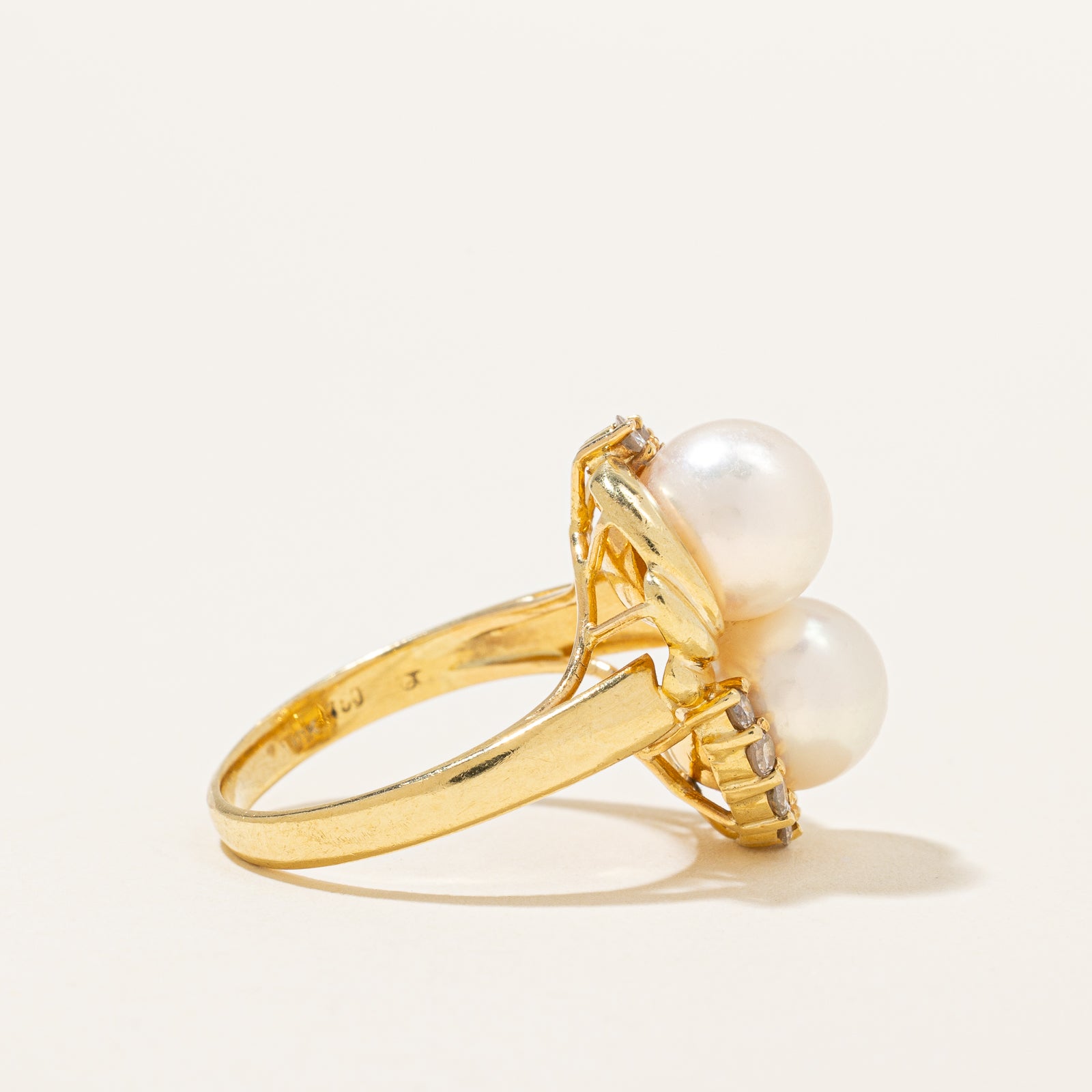 Cultured Pearl & Diamond Ring | 7.00ctw, 0.25ctw | SZ 7 |