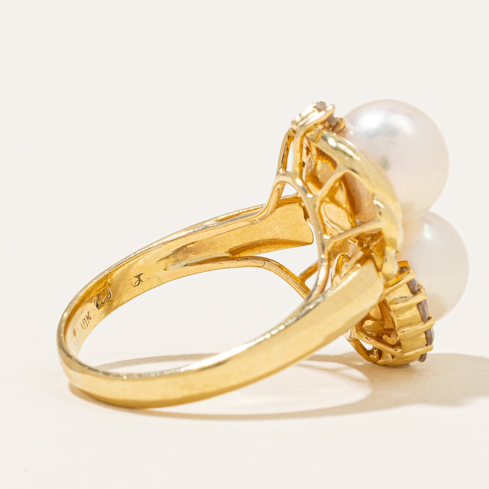 Cultured Pearl & Diamond Ring | 7.00ctw, 0.25ctw | SZ 7 |