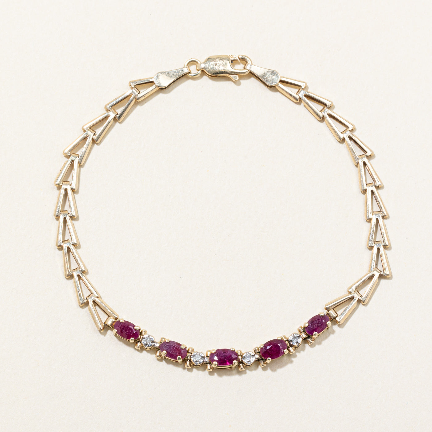 Ruby & Diamond Bracelet | 1.00ctw, 0.02ctw | 7" |
