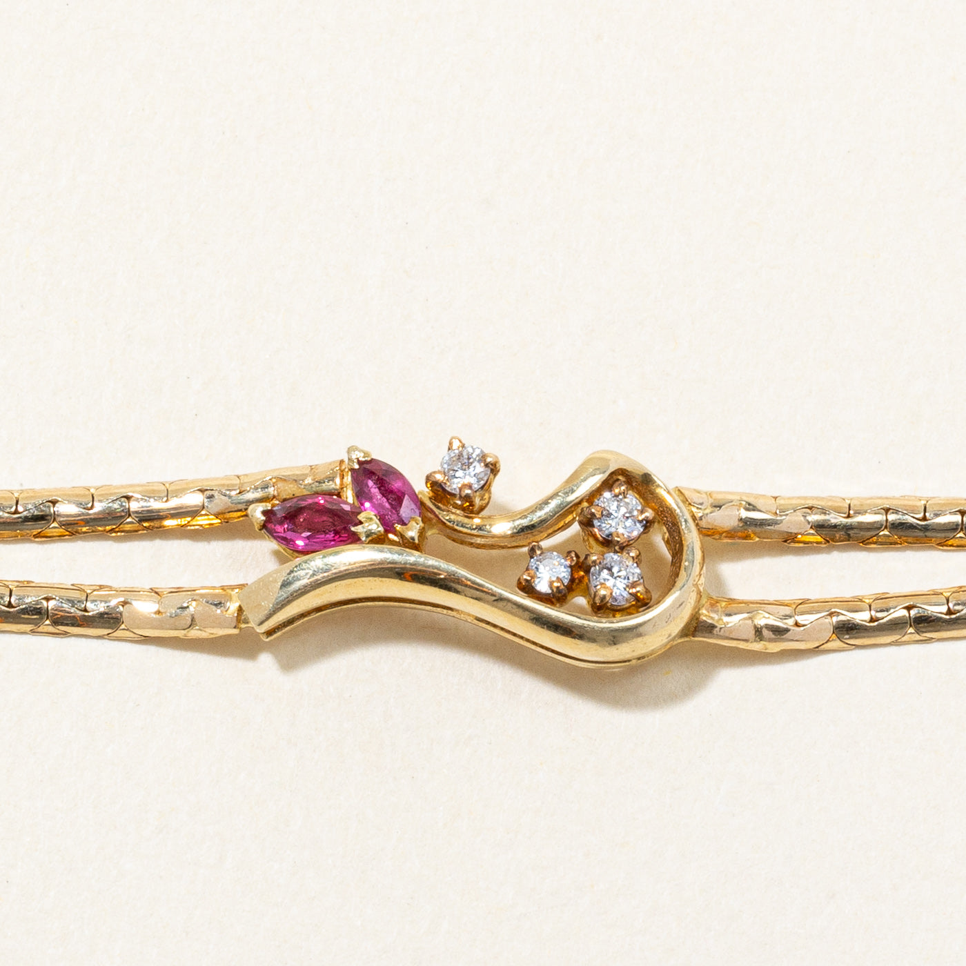 Ruby & Diamond Pendant Bracelet | 0.30ctw, 0.13ctw | 7.25" |
