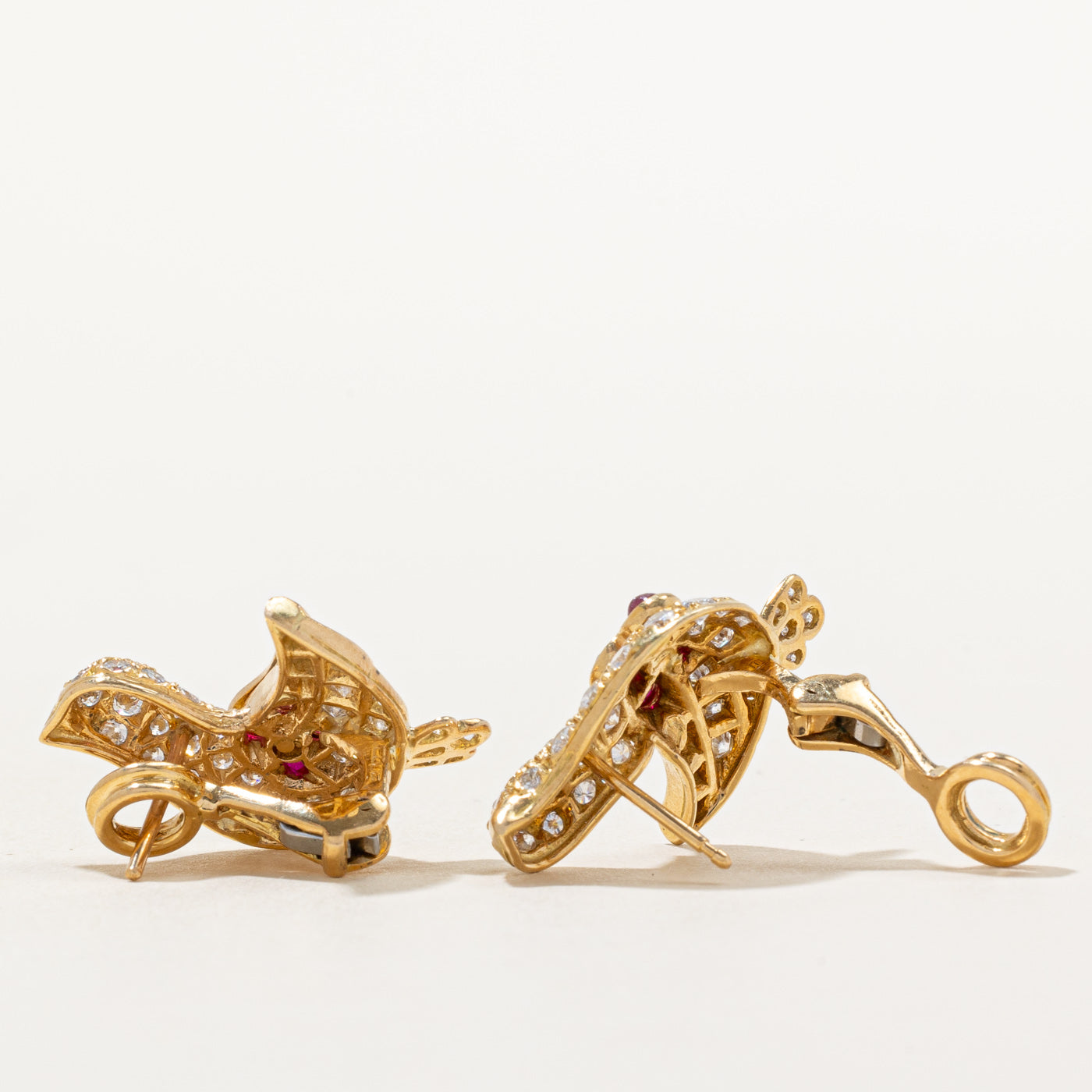 Italian Diamond & Ruby Bird Earrings | 1.30ctw, 1.00ctw | This items has a Pendant set with SKU 6220-07