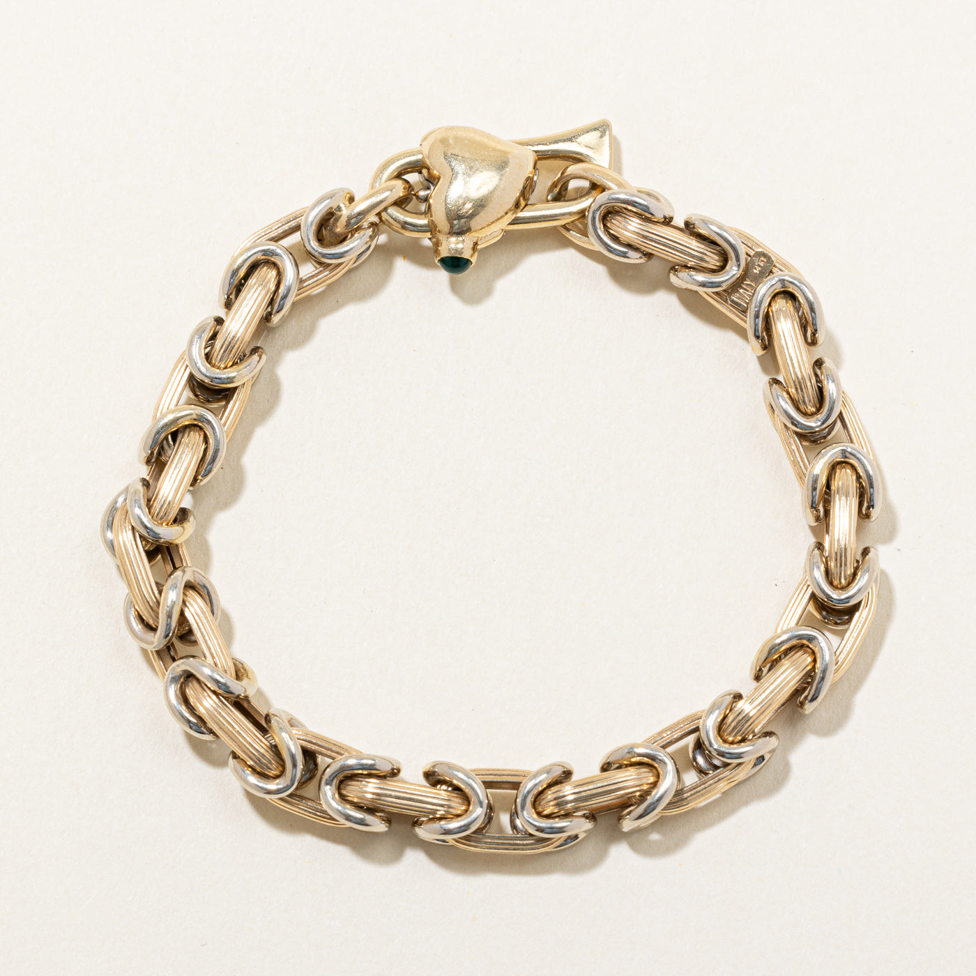 Bracelet à maillons byzantins avec fermoir en forme de cœur en jadéite | 0,04 ct | 7,5 po |