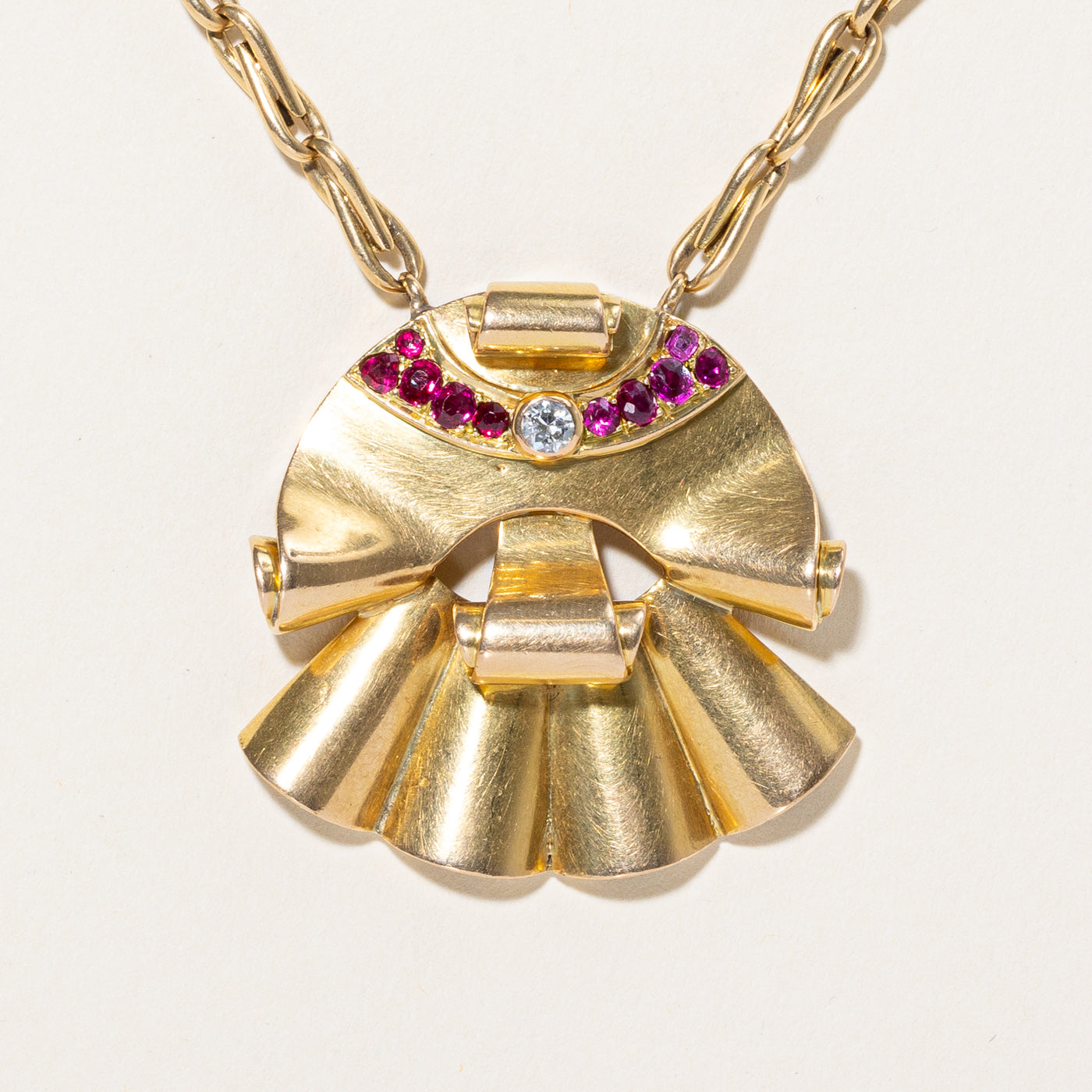 Ruby & Diamond Pendant Necklace | 0.50ctw, 0.15ct | 16" |