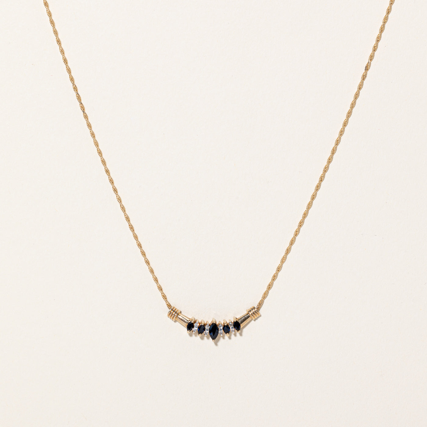 Sapphire & Diamond Scoop Pendant Necklace | 0.50ctw, 0.08ctw | 16" |