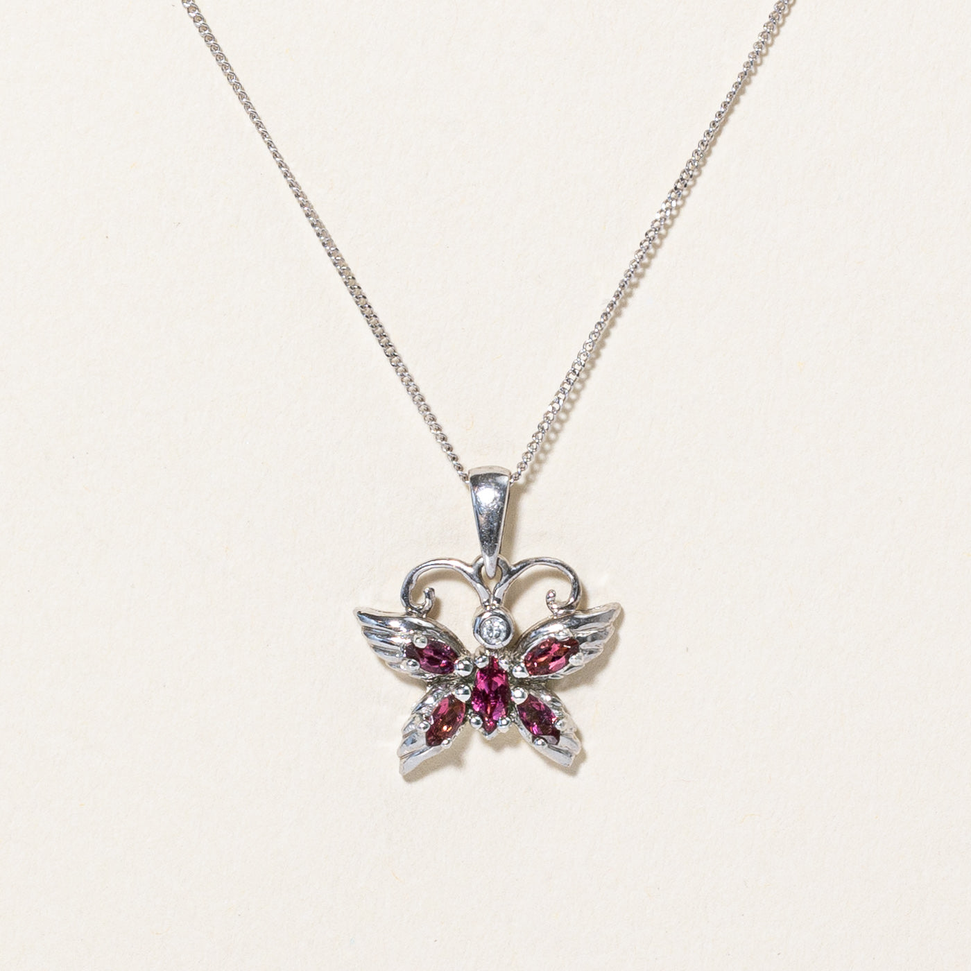 Tourmaline & Diamond Butterfly Pendant & Necklace | 0.30ctw, 0.015ct | 18" |