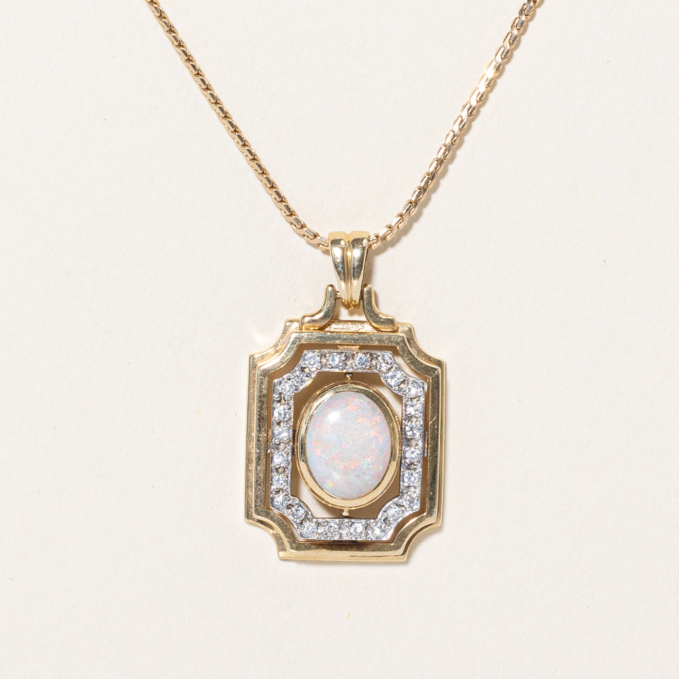 Opal & Diamond Pendant & Necklace | 1.30ct, 0.12ctw | 18" |