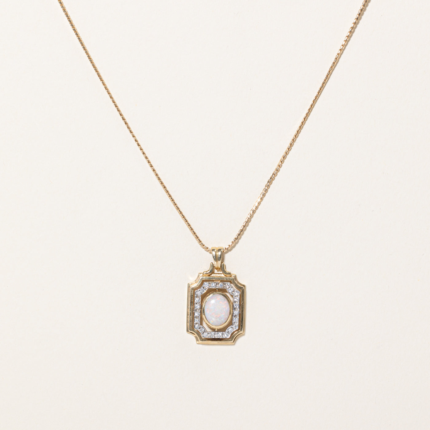 Opal & Diamond Pendant & Necklace | 1.30ct, 0.12ctw | 18" |