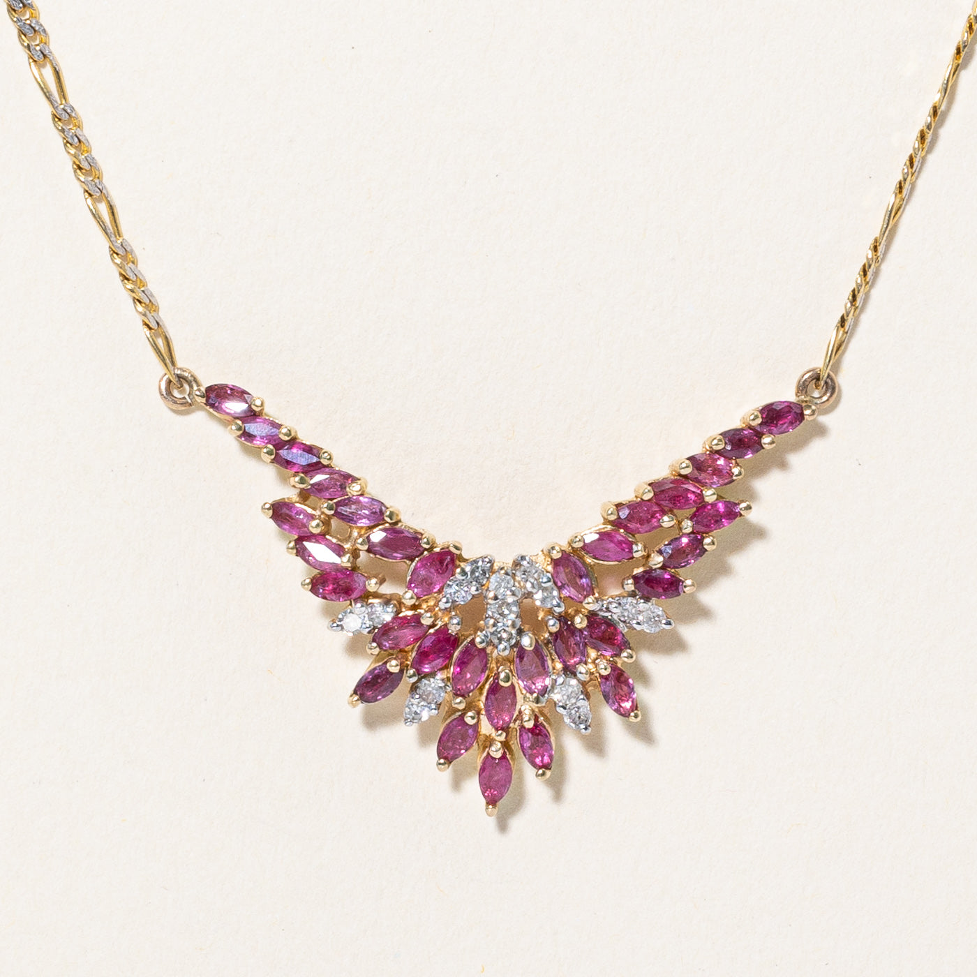 Ruby & Diamond Pendant Necklace | 1.60ctw, 0.30ctw | 19" |