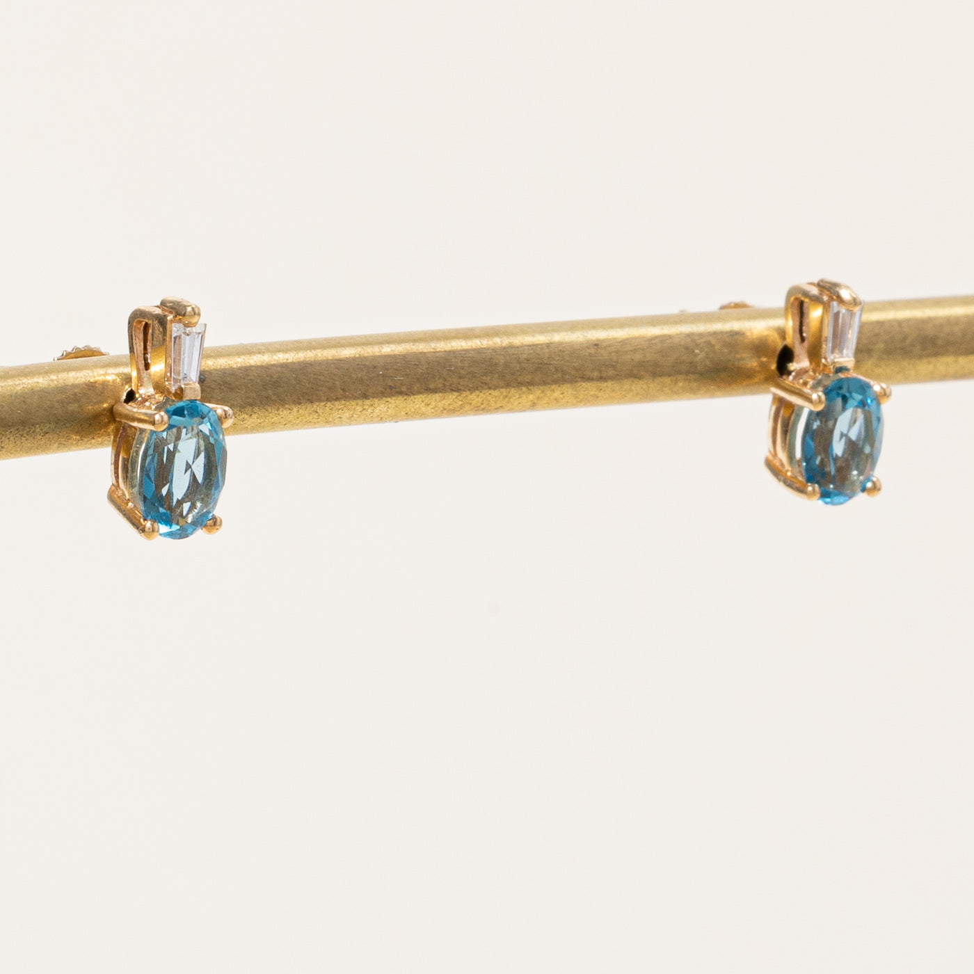 Blue Topaz & Diamond Earrings | 1.00ctw, 0.05ctw |