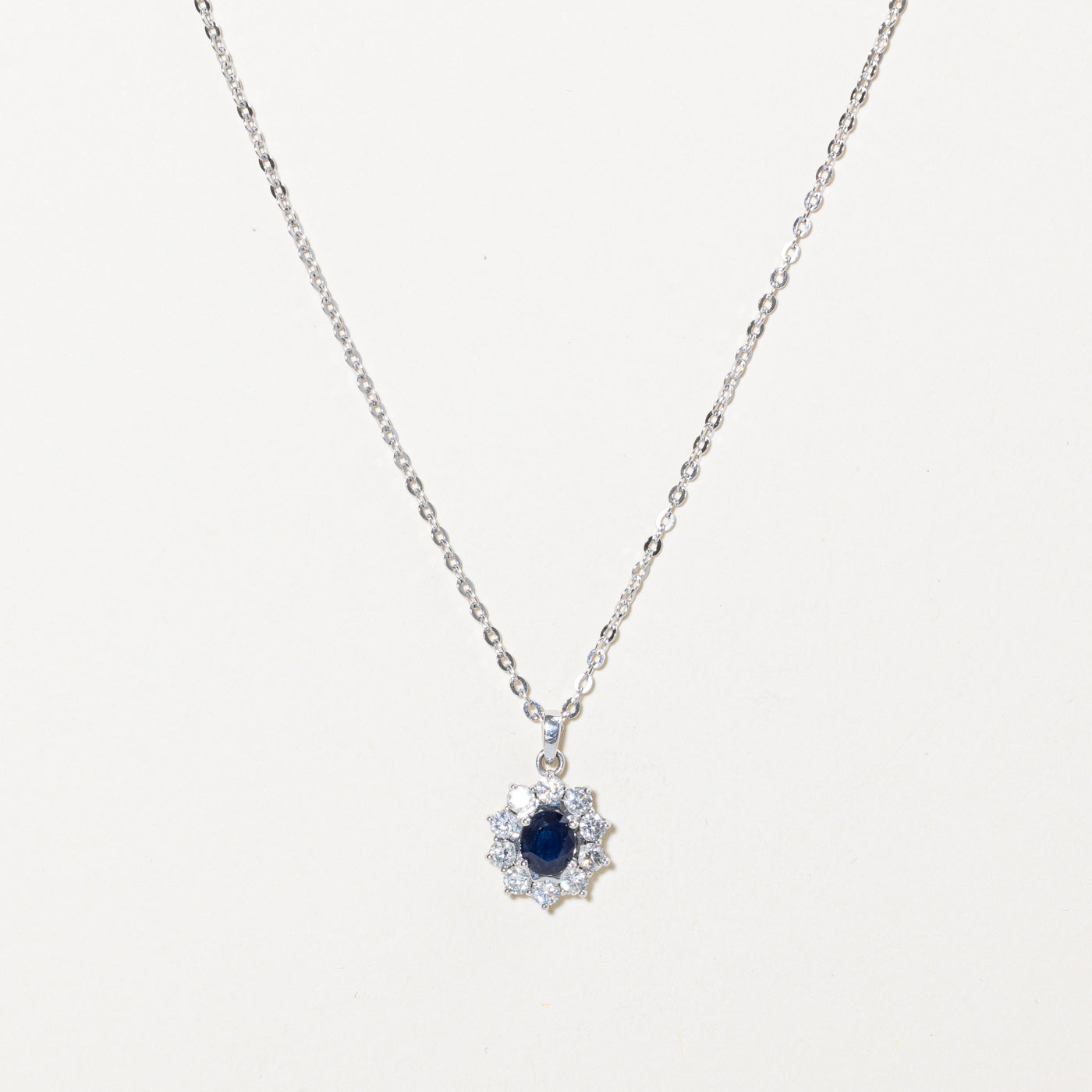 Sapphire & Diamond Pendant Necklace | 0.95ct, 0.60ctw | 18" |