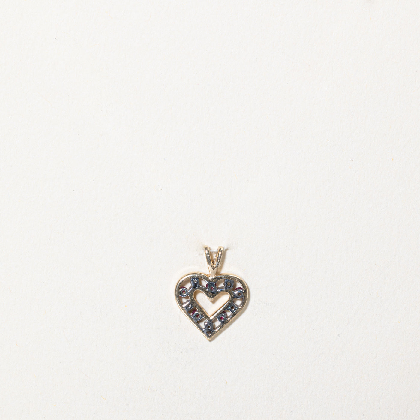 Ruby & Diamond Heart Pendant | 0.06ctw, 0.02ctw |
