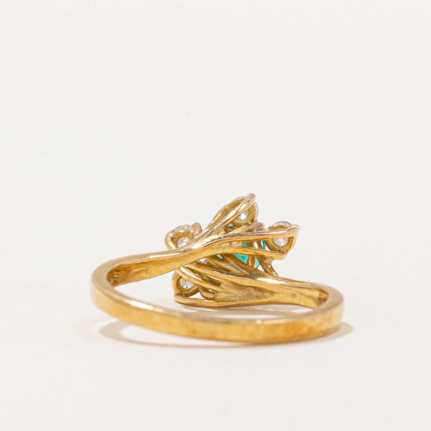 Emerald & Diamond Cocktail Ring | 0.22ct, 0.14ctw | SZ 5 |