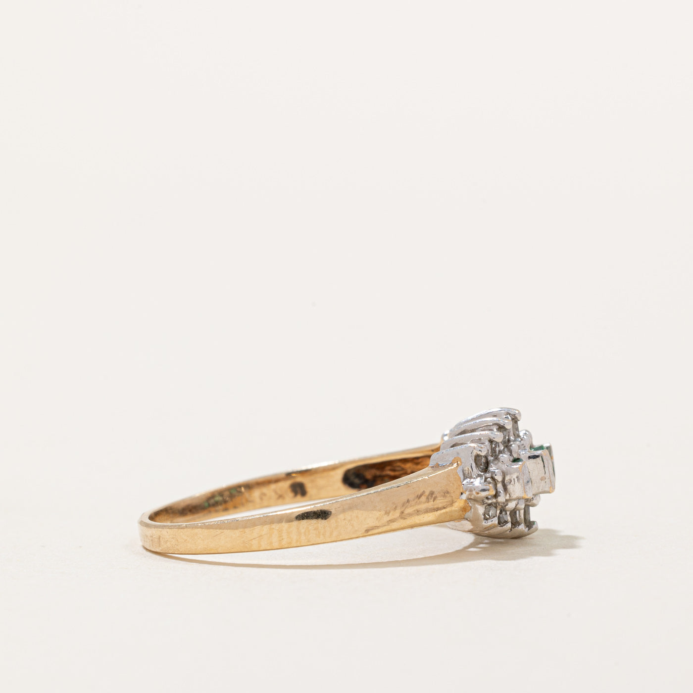 Emerald & Diamond Cocktail Ring | 0.17ctw, 0.12ctw | SZ 9.25 |