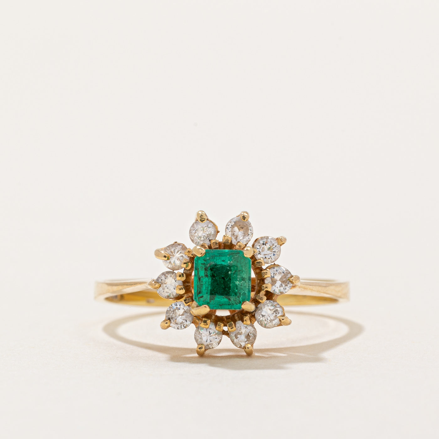 Emerald & Diamond Halo Ring | 0.25ct, 0.20ctw | SZ 6.75 |