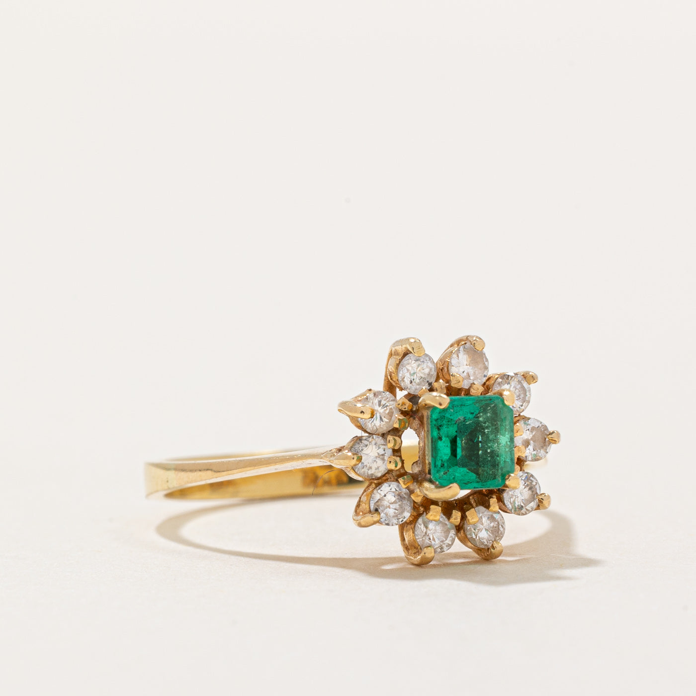 Emerald & Diamond Halo Ring | 0.25ct, 0.20ctw | SZ 6.75 |