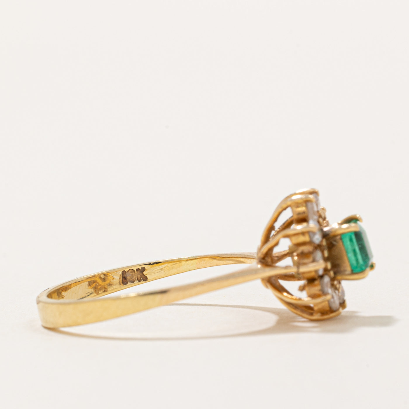 Emerald & Diamond Halo Ring | 0.25ct, 0.20ctw | SZ 6.75 |
